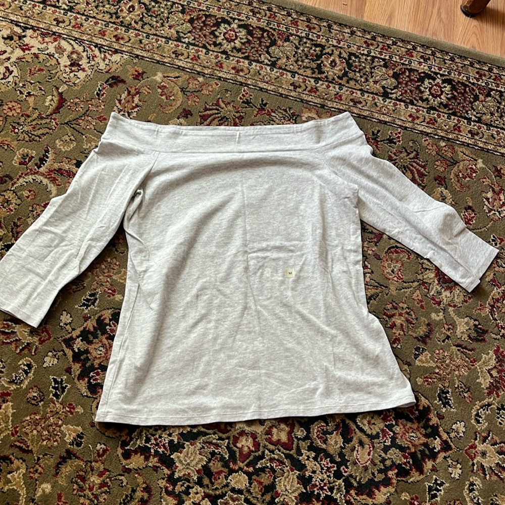3/4 off the shoulder gray shirt size Medium brand- Loft